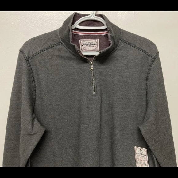 Flag & Anthem Mens Quarter Zip Sweater Pullover Medium Dark Grey Mid-Weight NWT - Picture 5 of 11